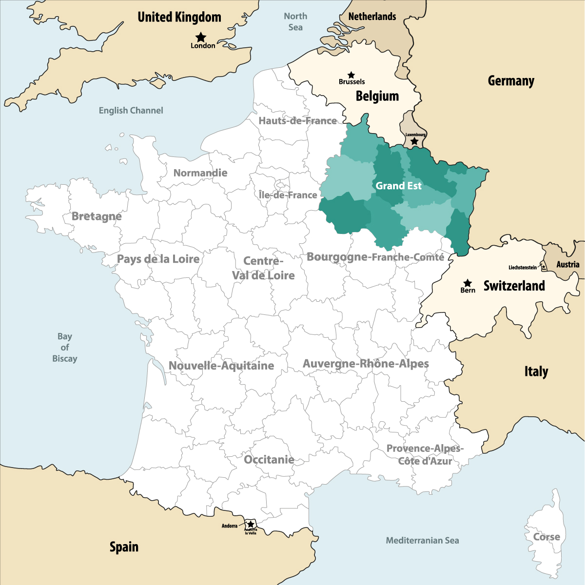 Paris highlighted on France map