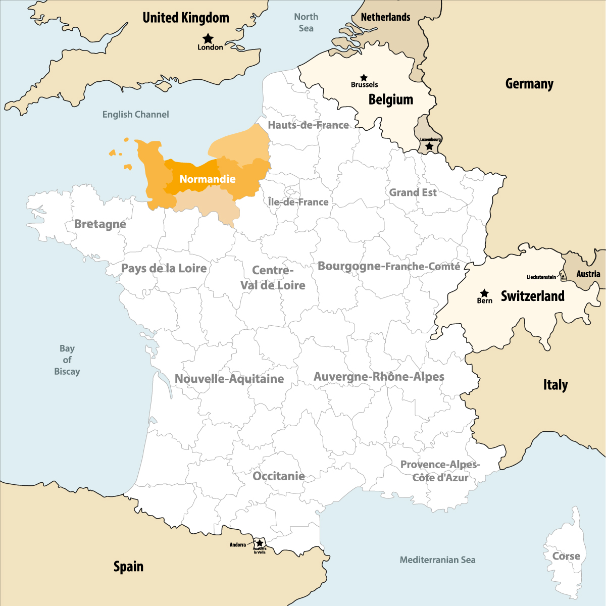 Normandie on France map