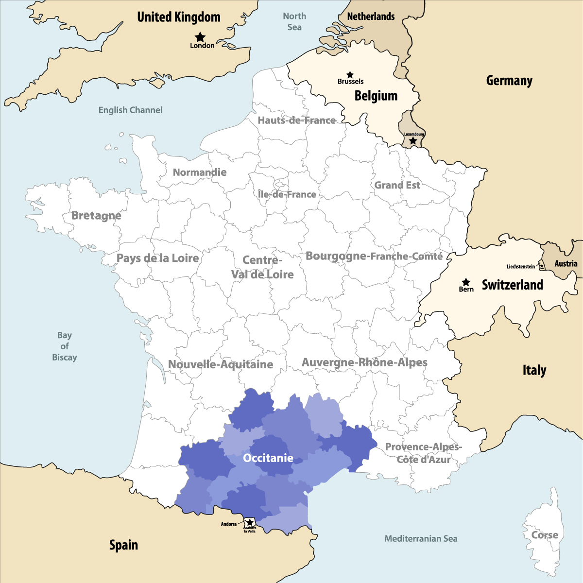 Occitanie on France map