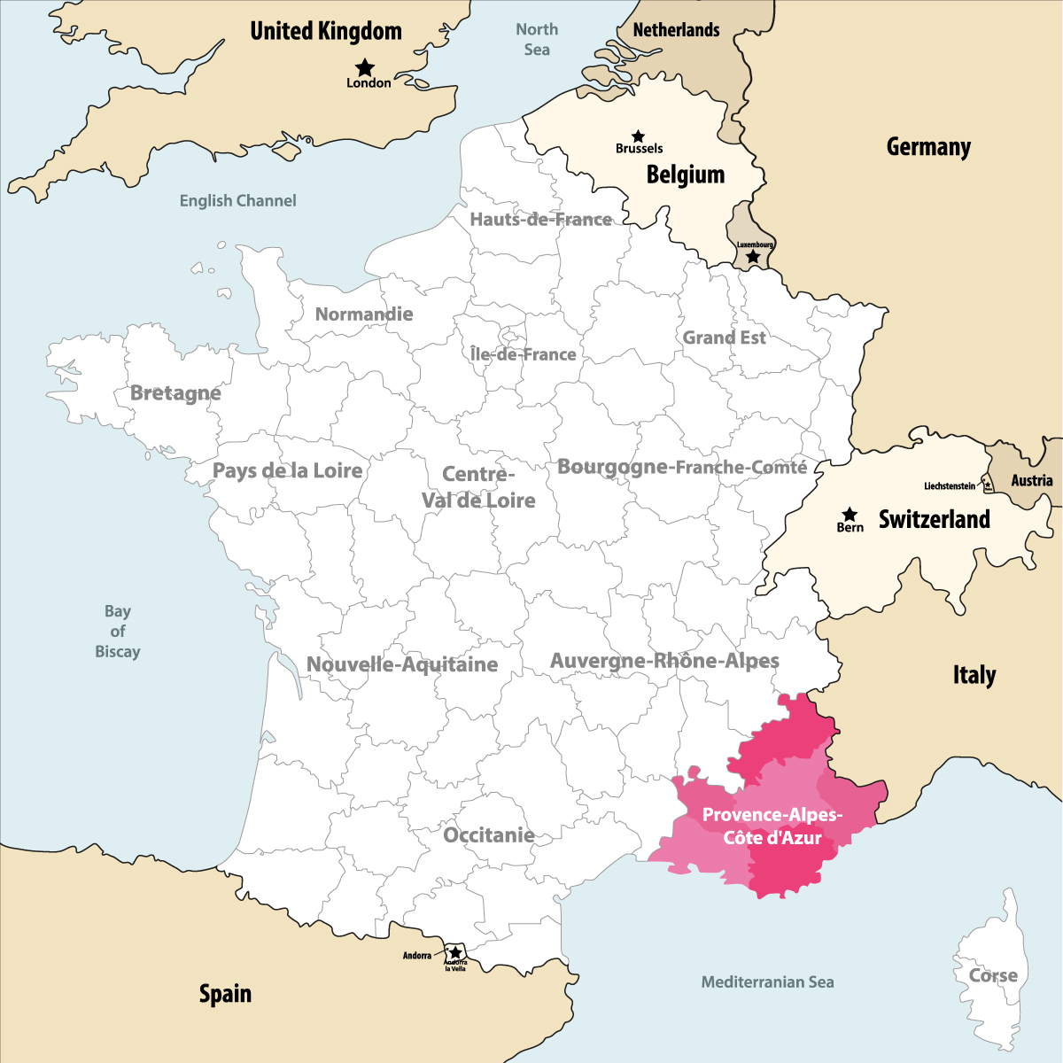 Paris highlighted on France map