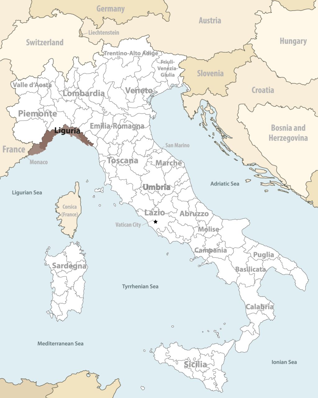 Liguria map